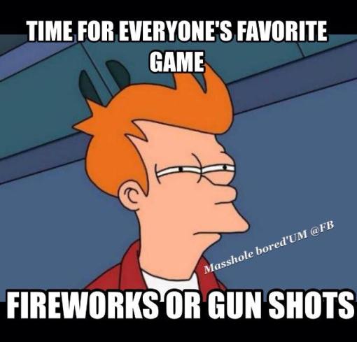 fireworks or gunshots